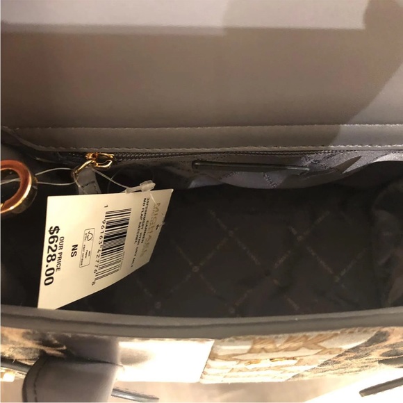 MICHAEL KORS CARMEN MEDIUM FLAP SATCHEL SHOULDER BAG EXOTIC MK GREY - Picture 3 of 4